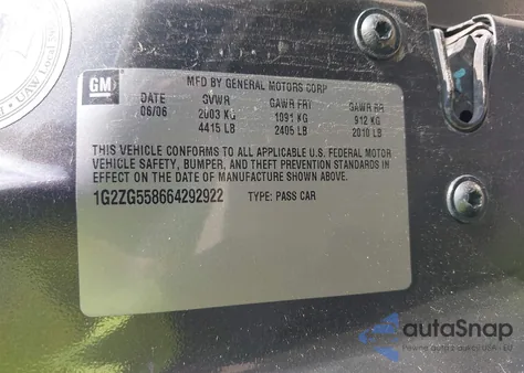 2006 Pontiac G6 from USA, damaged, VIN 1G2ZG558664292922